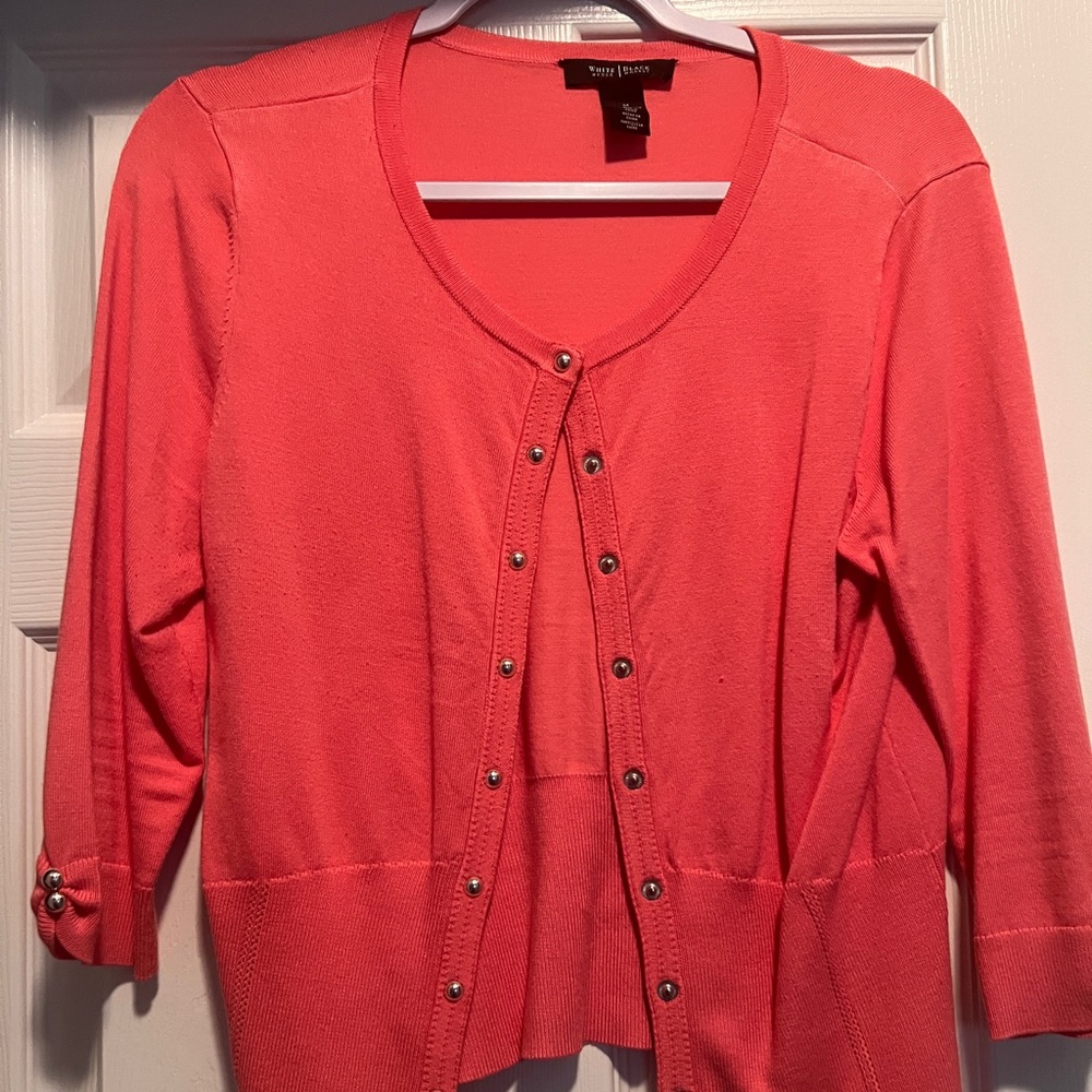 WHBM Salmon colored cardigan. Size M